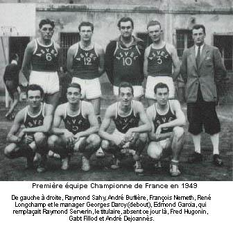Première équipe Championne de France en 1949 - club de l'ASVEL